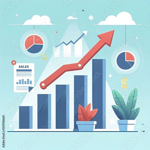 business graph with arrow
