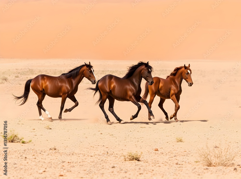 Wild Horses Running in the Dessert, Nature related image, Animal wild life image, wild life decoration, ai generated Wild Horses Running in the Dessert, Nature related image, Animal wild life image, wild life decoration, ai generated