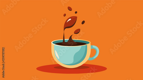 The sound of the coffee hitting the cup is almost musical with a satisfying plop as the last drops fall.. Vector illustration