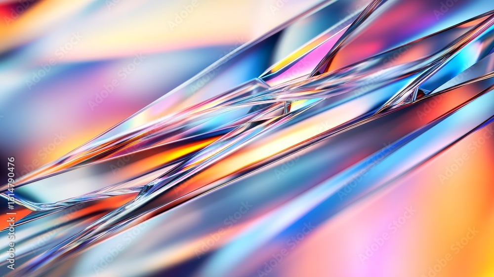 Abstract composition of colorful glass shards reflecting light in a vibrant background Abstract composition of colorful glass shards reflecting light in a vibrant background