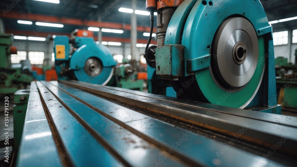 Processing metal using a flat grinding machine by grinding. Processing metal using a flat grinding machine by grinding.