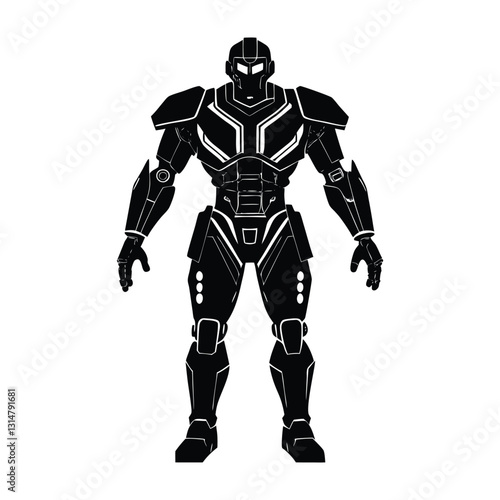 Futuristic Robotic Exosuit Featuring Enhanced Limbs Silhouette