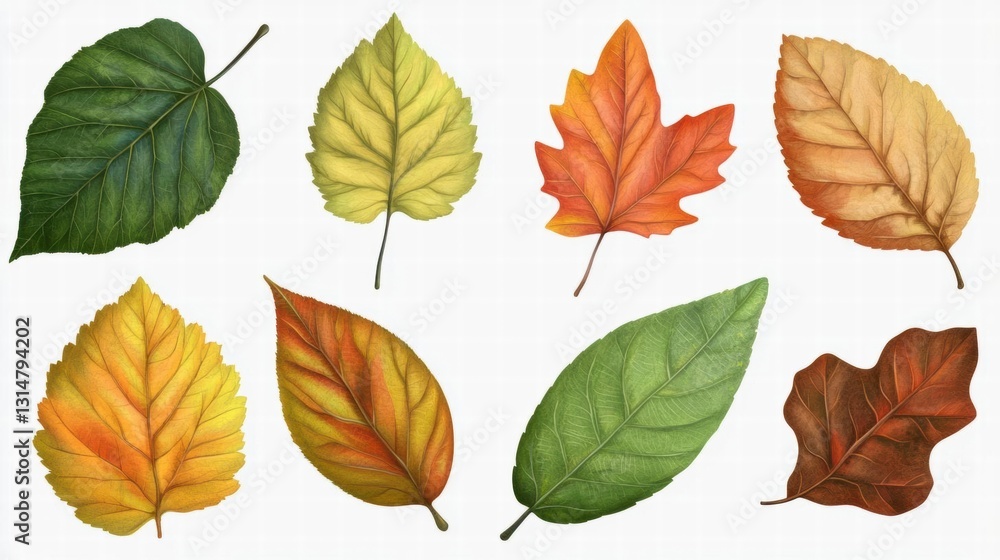 Obraz premium Autumn Leaf Collection: Watercolor Illustrations of Nature's Palette