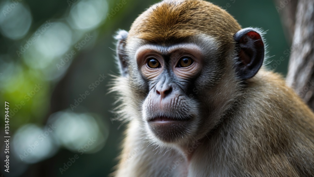 Fototapeta premium A detailed portrait of a monkey.