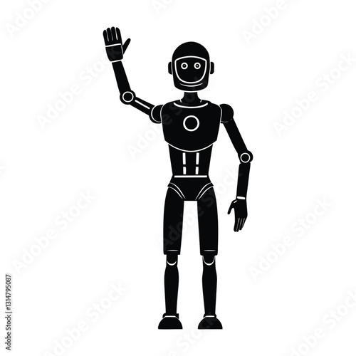 Humanoid Robot with One Raised Hand Explaining Silhouette
