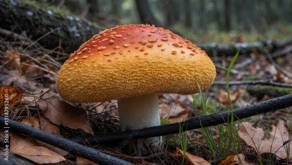 Fototapeta premium Red poisonous Fly Agaric mushroom in the woods
