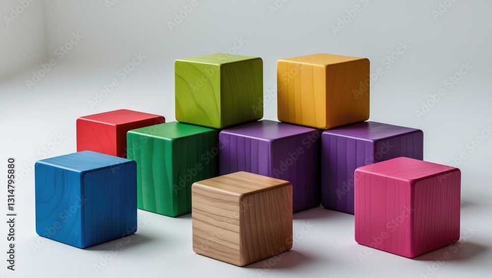 Obraz premium Multicolored wooden game cube.