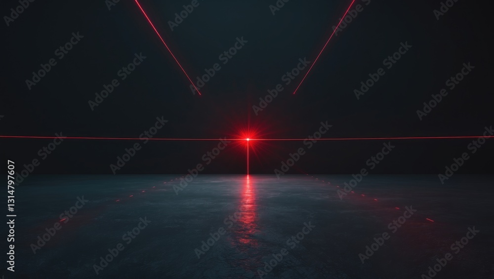 One dark background featuring a solitary red laser line. One dark background featuring a solitary red laser line.