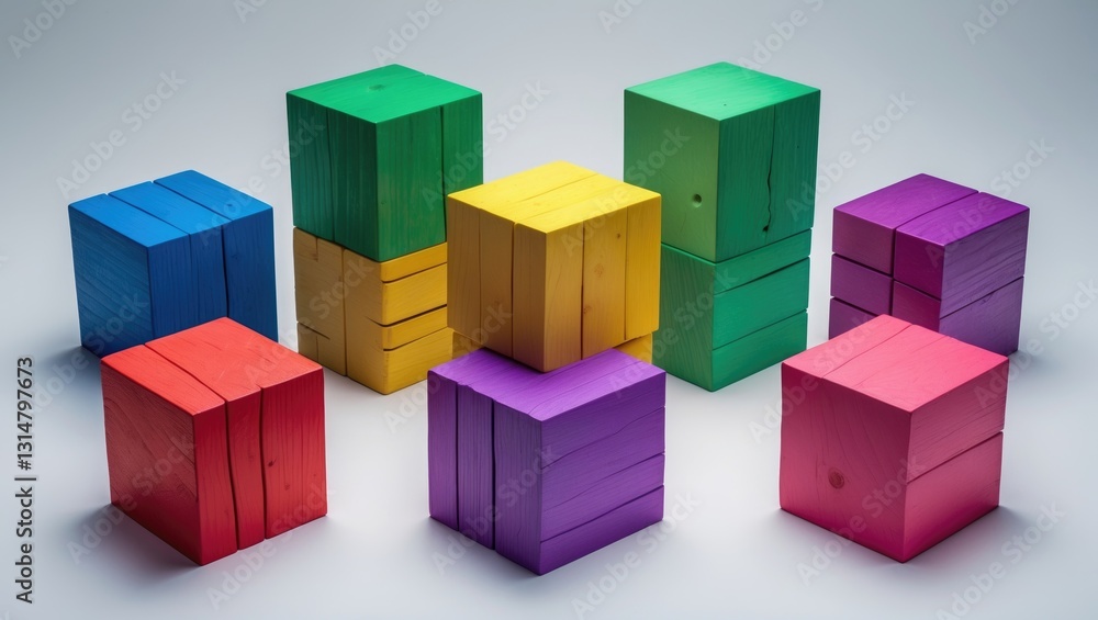 Fototapeta premium Colorful wooden game cube
