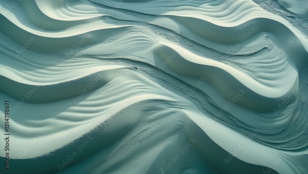 Obraz premium Aerial perspective of a tranquil and picturesque river meandering through a smooth sandy terrain.