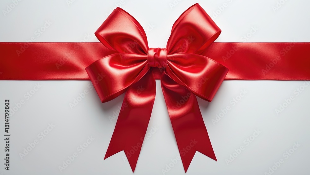 Red gift bow placed alone on a white background, gift concept. Red gift bow placed alone on a white background, gift concept.