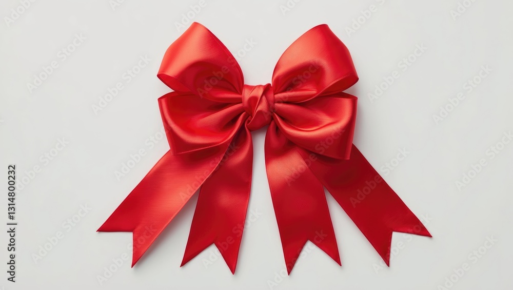 Red ribbon with bow against transparent backdrop Red ribbon with bow against transparent backdrop