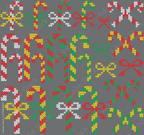 Festive Candy Cane Pattern: An array of colorful candy canes and bows arranged in a seamless pattern, evoking the cheerful spirit of the holiday season. 