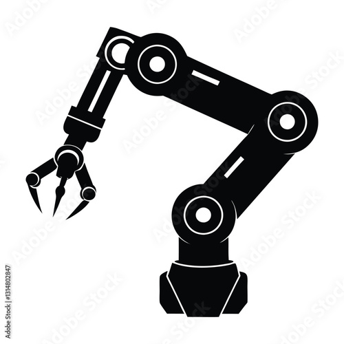 Robotic Arm Reaching Out with Open Claw Silhouette