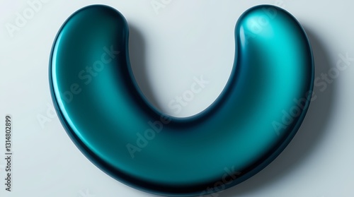 Wallpaper Mural Teal Abstract Form: A smooth, curved shape in a vibrant teal hue. This abstract form evokes a sense of fluidity, movement, and mystery, with its smooth. Torontodigital.ca