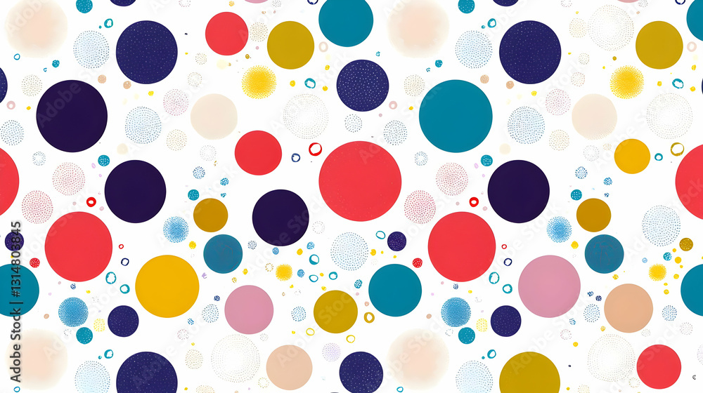 Multicolored Polka Dot Pattern On White Background With Specks And Triangles Festive Abstract Design Multicolored Polka Dot Pattern On White Background With Specks And Triangles Festive Abstract Design