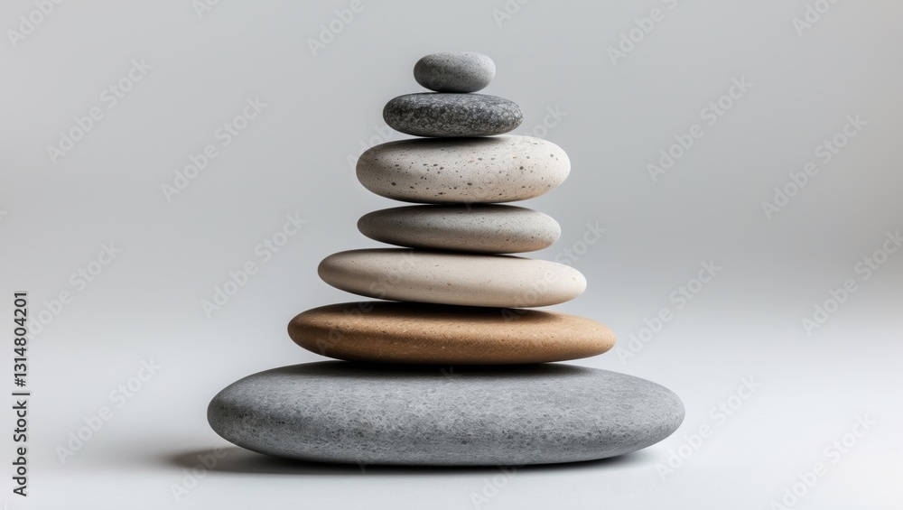 Pyramid of sea pebbles. Set against a white background. Concept of life balance and harmony. Pyramid of sea pebbles. Set against a white background. Concept of life balance and harmony.