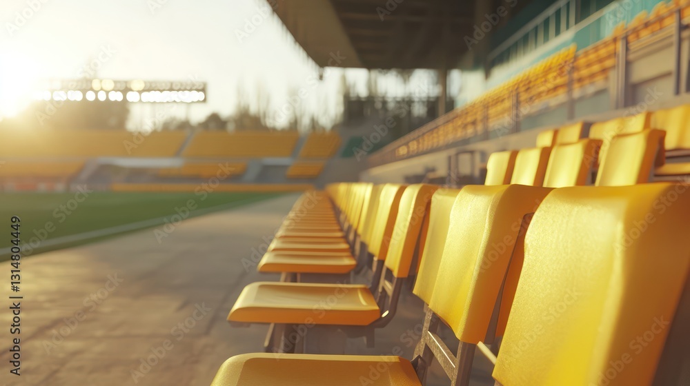 Fototapeta premium Empty stadium seats at sunset