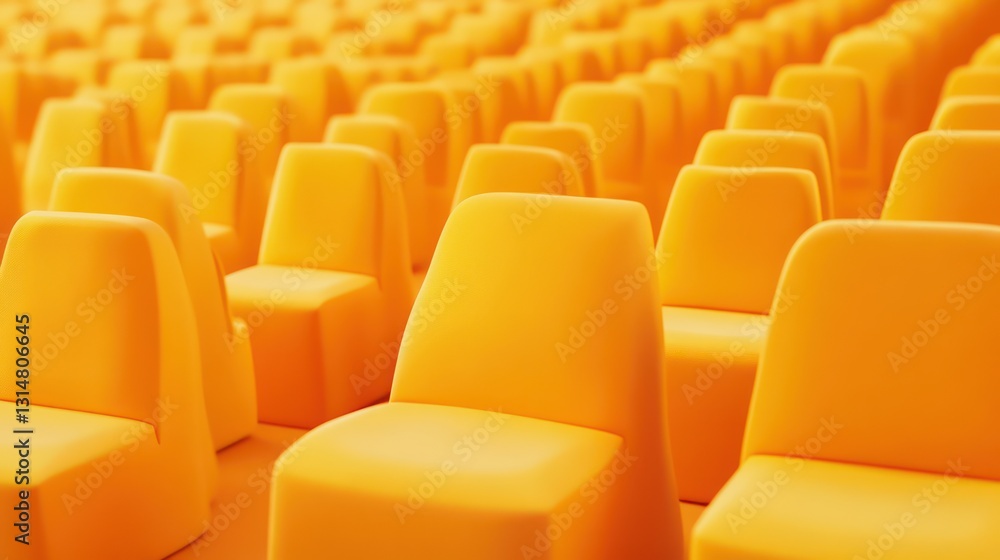 Rows of bright orange chairs Rows of bright orange chairs