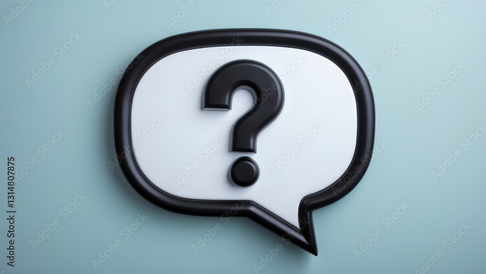 Question mark icon within a speech bubble, viewed from above Question mark icon within a speech bubble, viewed from above