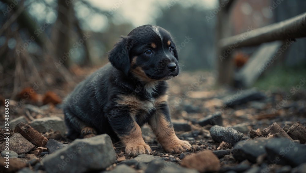 Puppy litter in the outdoors Puppy litter in the outdoors