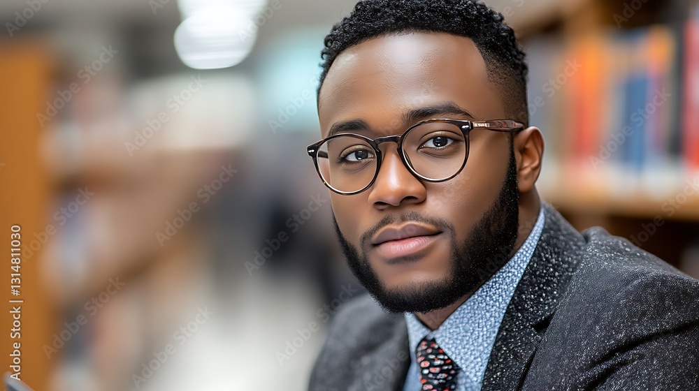 Obraz premium A young African American man wearing glasses