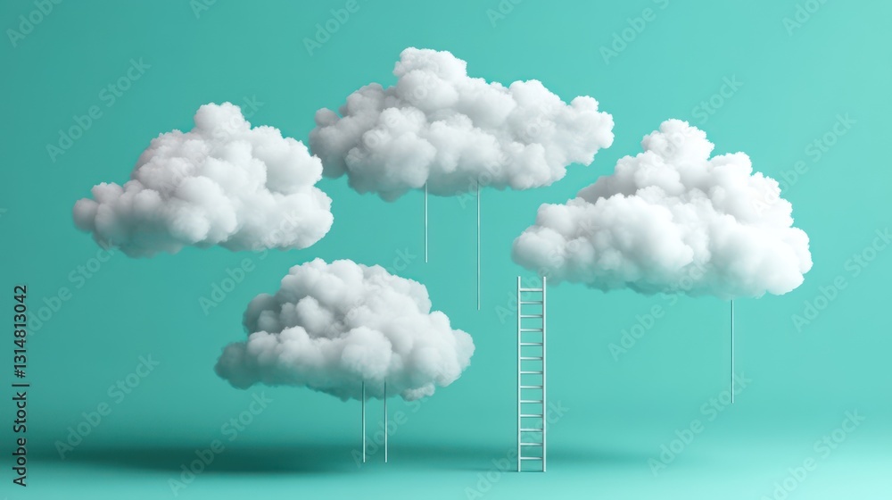 Floating Clouds with Ladder