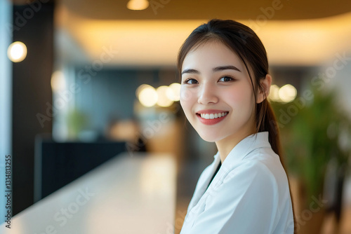 Female woman receptionist at Luxury Hotel generative AI image