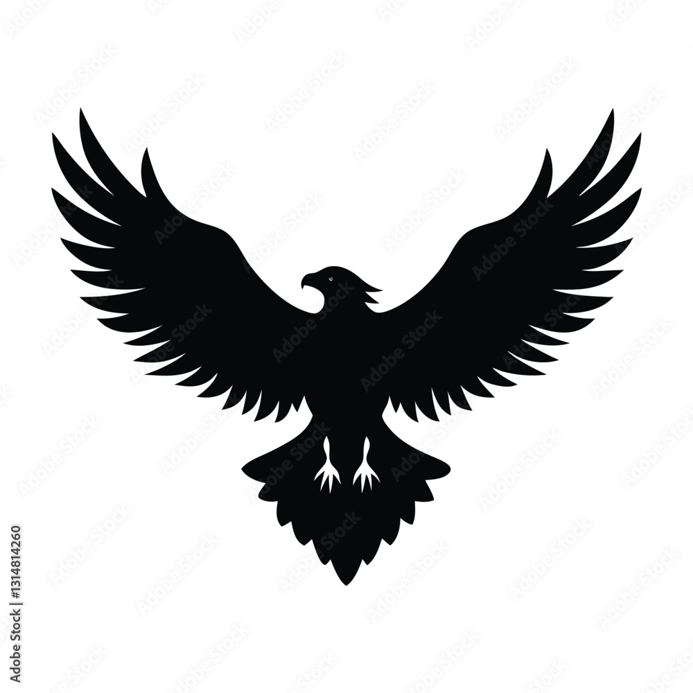 Fototapeta premium Eagle Soaring with Spread Wings in Silhouette
