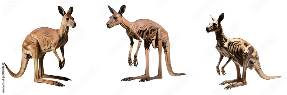 Set of A fossil kangaroo from Australia isolated on a transparent background Set of A fossil kangaroo from Australia isolated on a transparent background