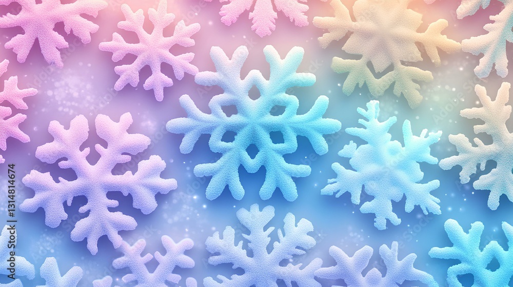 Colorful pastel snowflakes, a background for phone wallpaper