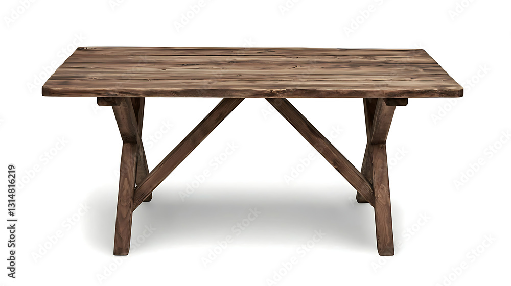 A wooden table with a cross design on it A wooden table with a cross design on it