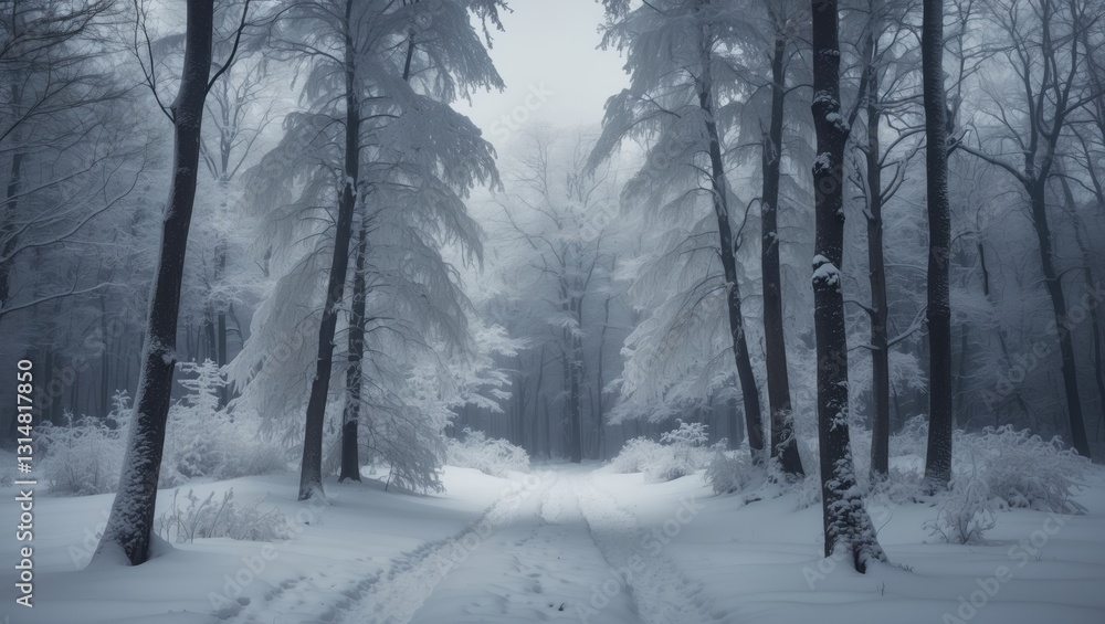 Snow-laden trees in the forest during winter. Snow-laden trees in the forest during winter.