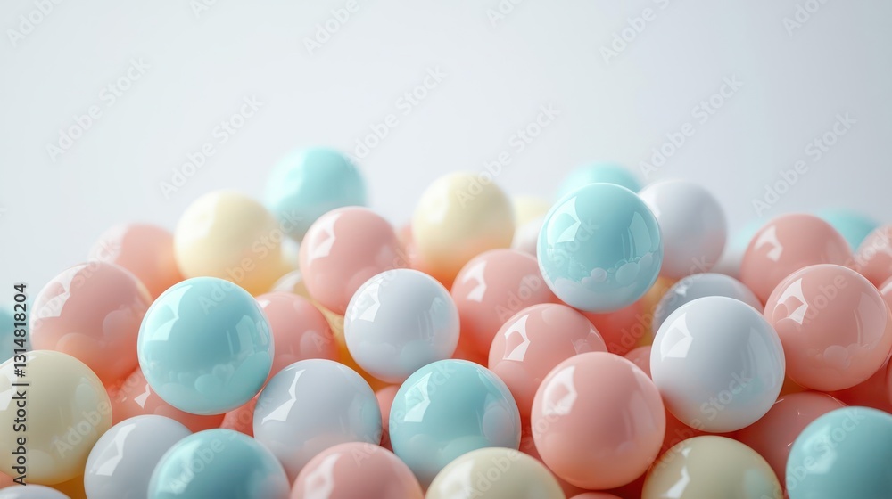 Pastel Colored Spheres Arranged with Floating Ball on White Background in Studio Lighting Pastel Colored Spheres Arranged with Floating Ball on White Background in Studio Lighting