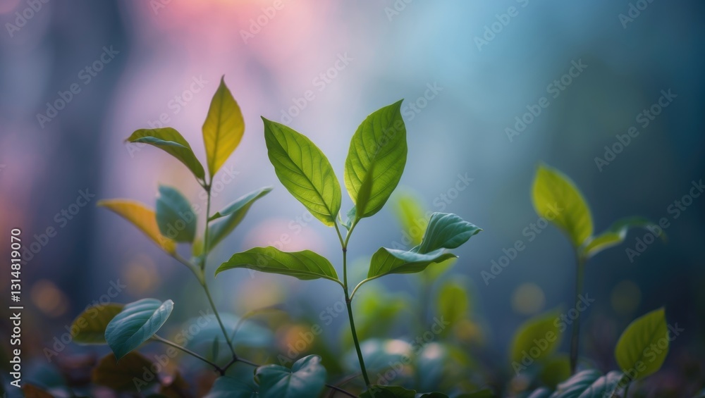 Obraz premium Soft focus on fresh leaf isolated with color contrast.