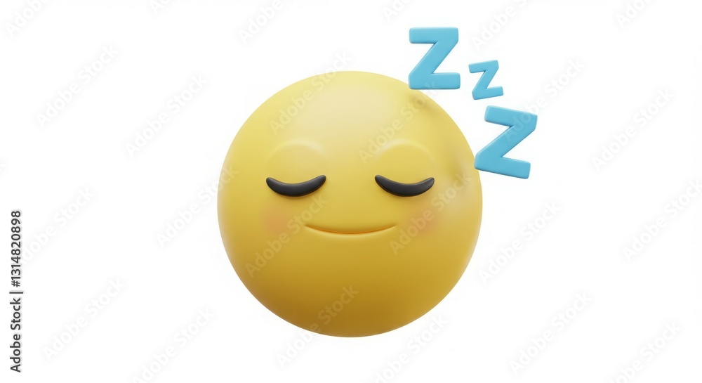 Fototapeta premium Sleepy Emoji 😴 Yellow emoticon taking a nap.