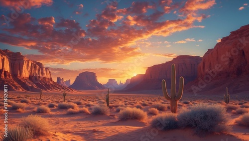 Fototapeta Naklejka Na Ścianę i Meble -  Desert landscape at sunset