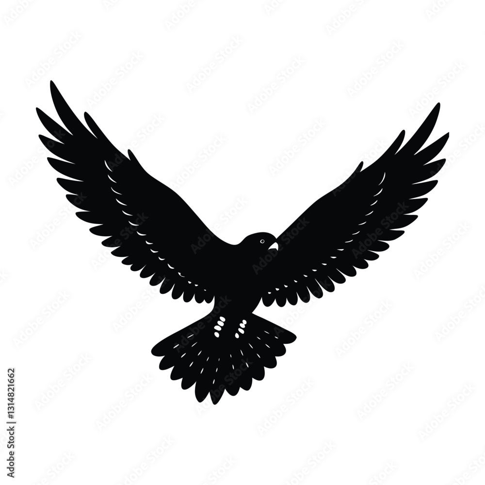 Fototapeta premium Kestrel Hovering Mid-Air with Wings Spread Silhouette