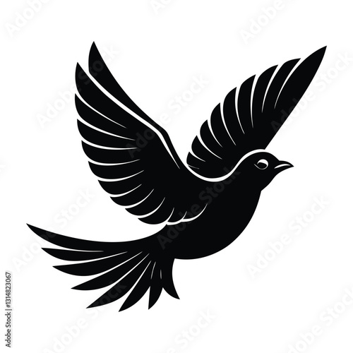 Lark Soaring High with Wings Tilted Upward Silhouette