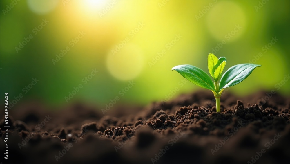 Small, fine trees are growing organically in sunlight, representing the idea of agriculture and sustainable plant growth. Small, fine trees are growing organically in sunlight, representing the idea of agriculture and sustainable plant growth.