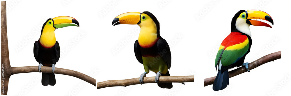 Set of Toucan sitting on Costa Rica isolated on a transparent background Set of Toucan sitting on Costa Rica isolated on a transparent background