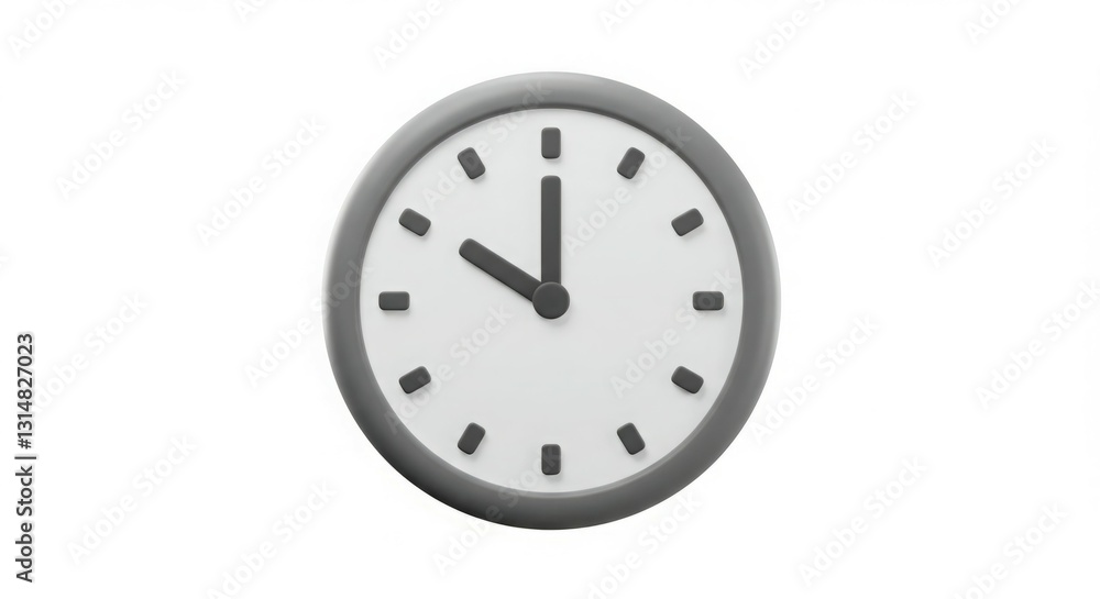 Simple gray clock showing the time of 4:55. Minimalist design. Simple gray clock showing the time of 4:55. Minimalist design.
