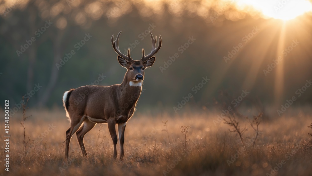 Fototapeta premium Sunlight illuminating a buck