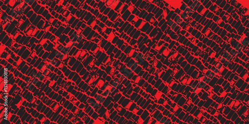 Old scratched  black paint surface wide texture. Dark scarlet color gloomy grunge abstract background.