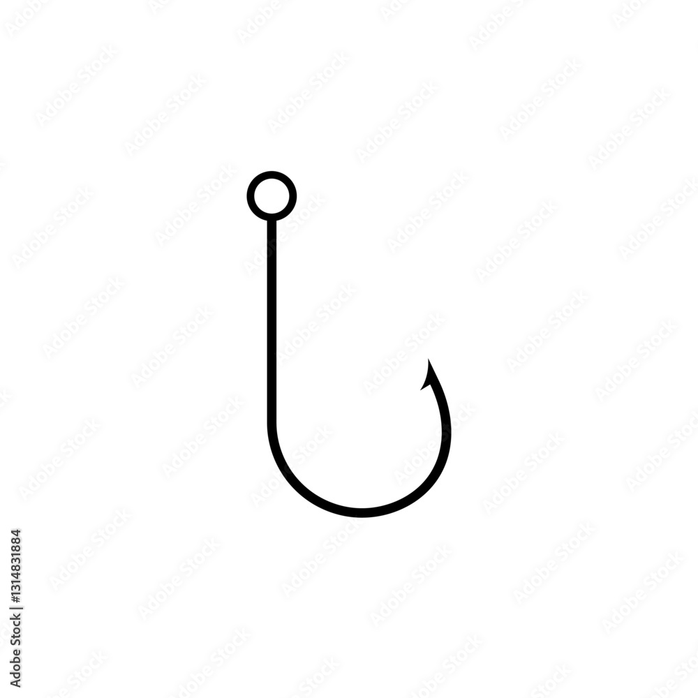 A strong fishing hook designed for catching fish, featuring a sharp curved point ideal for fishing. A strong fishing hook designed for catching fish, featuring a sharp curved point ideal for fishing.