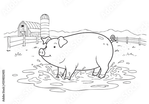 Playful Pig – Lively Pencil Sketch
