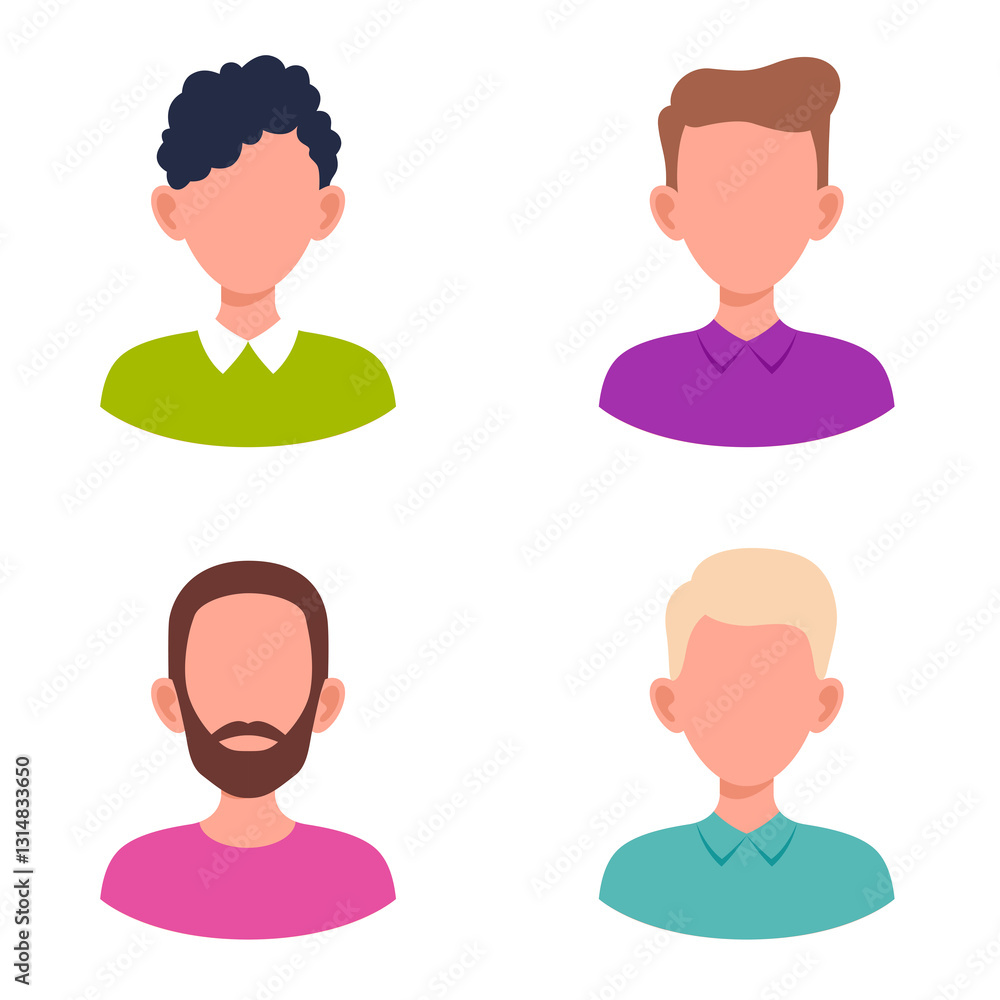 Set male portraits. Man user avatar profile. Set male portraits. Man user avatar profile.