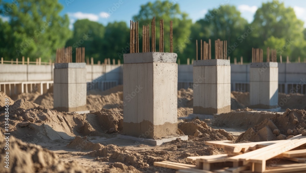 Fototapeta premium slab, beam, column, and footing construction process
