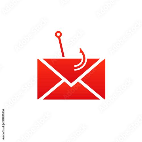 A red envelope with a fish hook illustrates email phishing, highlighting cybersecurity risks.