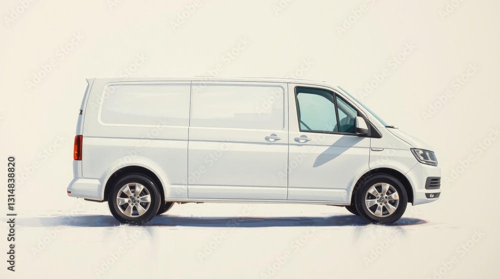 Isolated White Van Side View for Transportation or Delivery Services Isolated White Van Side View for Transportation or Delivery Services